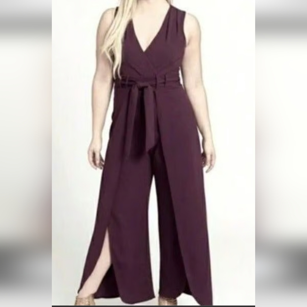 SHELBY AND PALMER Burgundy Wrap Jumpsuit